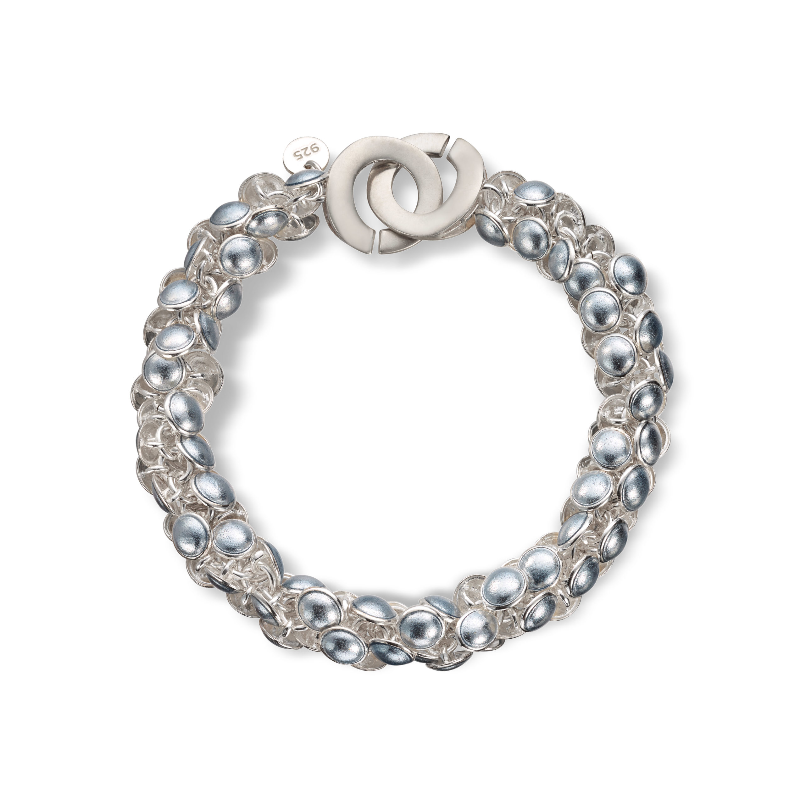Seashell bracelet light gray silver and enamel 1 row 20 cm - Kathrine ...